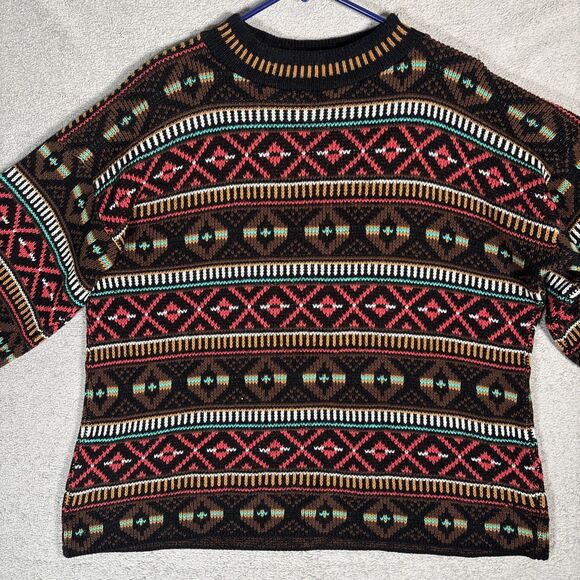 Vintage Croquet Club Women’s Size L/XL Sweater 3/4 Sleeve Fair Isles 80s Retro - Picture 1 of 16